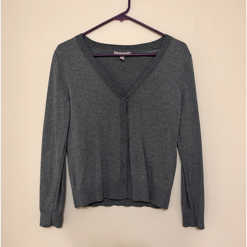 Banana Republic Gray V-Neck Button Cardigan